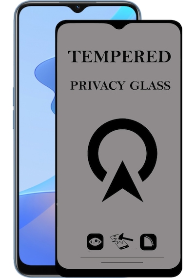 Oppo A16 ile Uyumlu Tam Kaplayan Hayalet Privacy Temperli Cam Ekran Koruycu