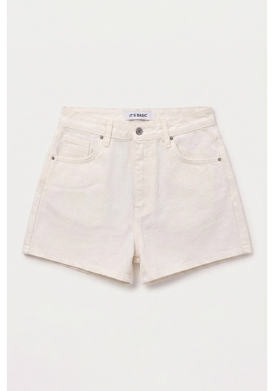 Itsbasic Kadın Kırık Beyaz 7s6-101 Mini Mom Denim Şort
