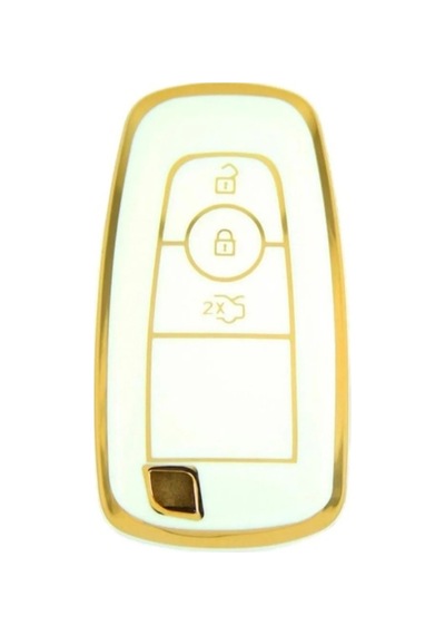 Gma Keys Lüx Ford Kuga Fusion Ecosport F150 F250 Ranger Nano Anahtar Kılıfı Beyaz Gold