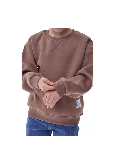 Erkek Çocuk Sweatshirt %100 Pamuk Rahat Kalıp 5-10 Yaş Kahverengi