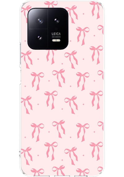 Xiaomi Mi 13 Uyumlu Soft Pembe Fiyonk Desenli Baskılı Silikon Kılıf Renkli