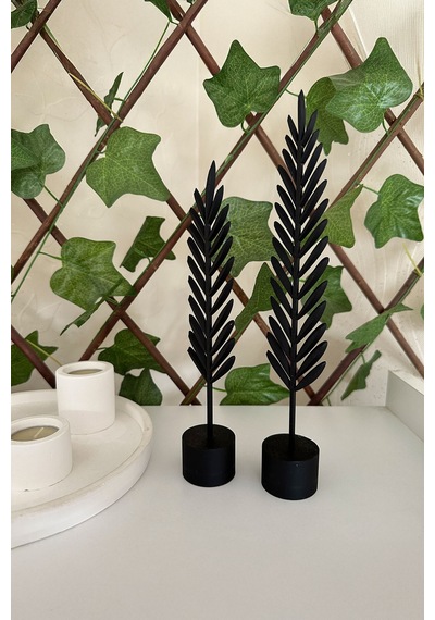 Modern Minimalist Doğa Temalı Yaprak Seti Siyah Renkli Dekoratif Obje Siyah - 698301863