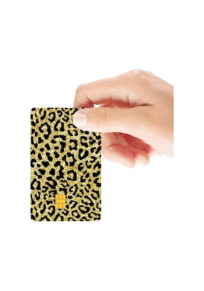 Leopar Desen Gold Premium Hologramlı Parlak Kredi/banka Kart Kaplama Sticker Standart