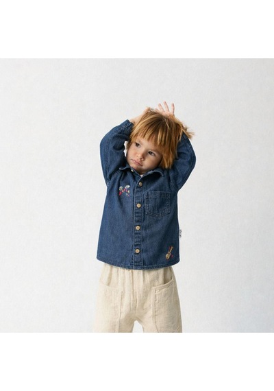 Bellamio Kids Cepli Erkek Çocuk Uzun Kollu Kot Gömlek Kot Rengi