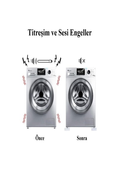 Çamaşır Makinesi Gürültü Ve Titreşim Önleyici Stoper Makine Sabitleyici 4'lü Set Gri Diğer