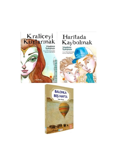 Vladimir Tumanov - Kraliçeyi Kurtarmak - Haritada Kaybolmak + Balonla Beş Hafta 3 Kitap Set