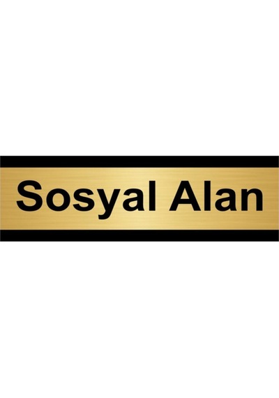Sosyal Alan 10x20cm Altın Renk Metal Yönlendirme Levhası
