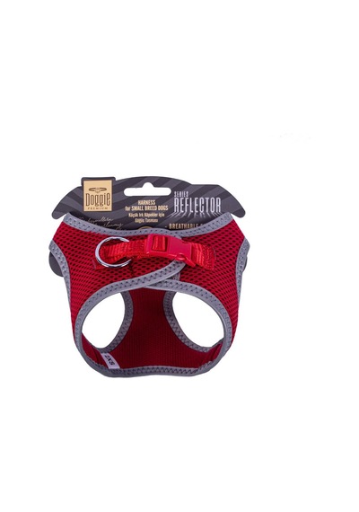 Doggie Havalı Dokuma Reflektör Serisi Küçük Irk Göğüs Tasması Kırmızı 2XS-26-30Cm Kırmızı