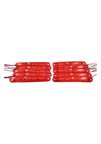 10 Adet Kırmızı Parmak Lamba 9 Led Su Geçirmez 12v 24v Emir