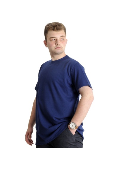 Mode Xl Büyük Beden Erkek T-Shirt Bisiklet Yaka Waffle 20033 Indigo 001