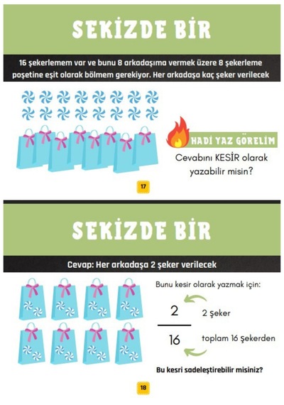 Çocuklara Kesirleri Öğreten Yaz-sil Kitabı
