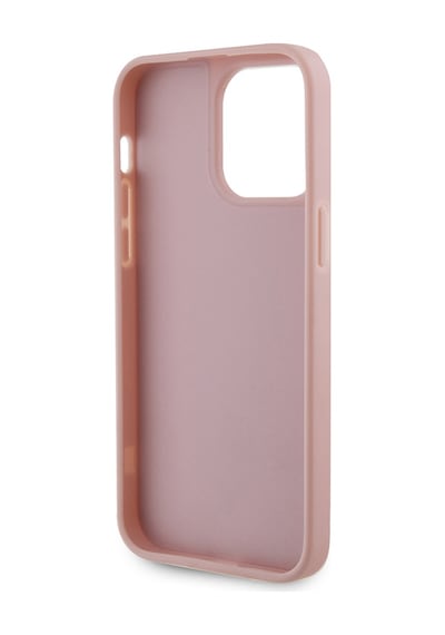 Apple Uyumlu iPhone 13 Pro Max Kılıf Guess Lisanslı Taşlı Arka Yüzey Üçgen Logolu Kapak Pembe