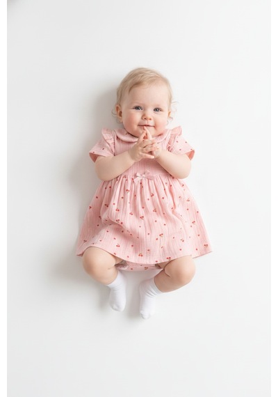 Tiffany Baby & Kids Müslin Cherry Vibe Elbise ekru