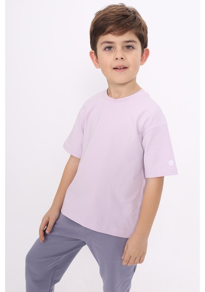 Toontoy Kids Toontoy Unisex Çocuk Baskılı Tişört Açık Lila
