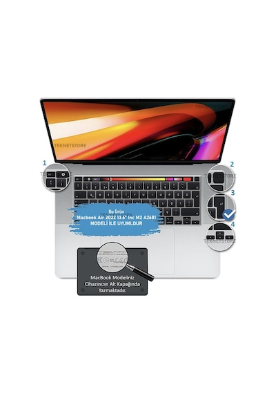 Apple Uyumlu MacBook Air 13 6 Inç M2 M3 M4 Çip A2681 A3113 A3240 Alt Üst Kılıf Klavye Ve Ekran Koruyucu Şeffaf