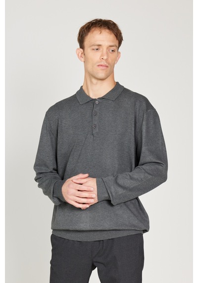 AC&Co / Altınyıldız Classics Erkek Antrasıt Melanj Standart Fit Normal Kesim Polo Yaka Triko Kazak Antrasit Melanj AC&Co / Altınyıldız Classics Erkek Antrasıt Melanj Standart Fit Normal Kesim Polo Yaka Triko Kazak Antrasit Melanj
