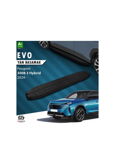 S-dizayn Peugeot 3008 3 Hybrid Evo Siyah Yan Basamak 183 Cm 2024 Üzeri A+ Kalite