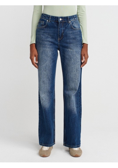 Dilvin 72041 File Yıkama Tint Denim Pantolon-tint Tint