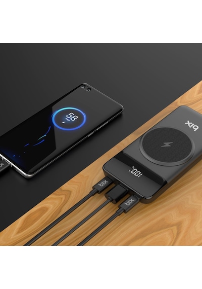 Bix Pb102 10000 Mah Usb Pd Qc 4.0 Kablosuz Şarj Powerbank Siyah