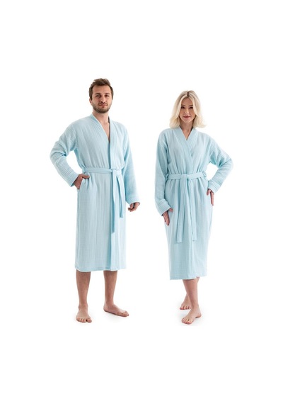 Unisex Kimono Müslin Bornoz + Havlu Seti Mint-mınt Mint