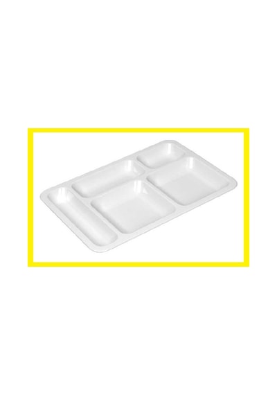 Polikarbon Self Servis Tabağı Plastik 5 Bölmeli Tabldot