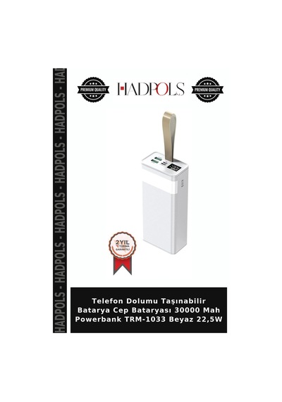 Telefon Dolumu Taşınabilir Batarya Cep Bataryası 30000 Mah Powerbank Trm-1033 Beyaz 22,5w Diğer