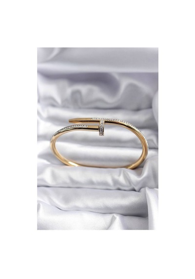 316l Çelik Gold Renk Çivi Model Zirkon Taş Detay Kadın Bileklik Tj-bb5646 Evimdeyokyok