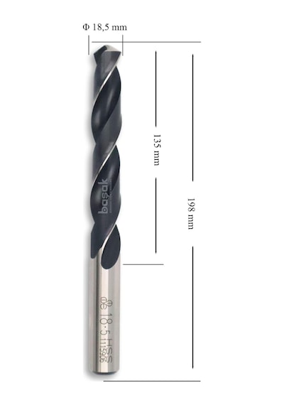 MTE 18,5 mm Taşlanmış Metal Matkap Ucu HSS DIN 338