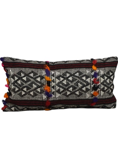 Zehra Abla Halı Yeni El Dokuma Dekoratif Lumbar Kilim Kırlent Yastık Kılıfı 6188