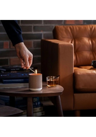 Ikea Sılkestrad Seramik Kaplı Kokulu Mum 8 X 10 Cm Ağaçsı Kahverengi