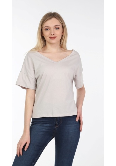 Neslice Kadın Oversize Çift Taraf V Yaka T-Shirt