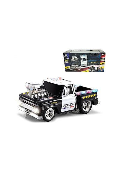 Uzaktan Kumandalı Sesli Işıklı Usb Şarjlı Kasalı Model Drift Kamyonet Polis Aracı Çok Renkli