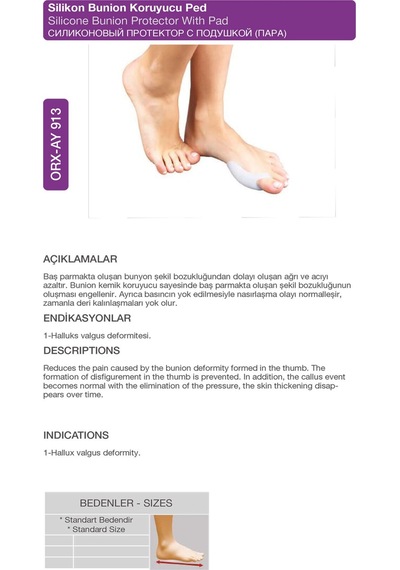 Silikon Bunion Koruyucu Ped Çift Halluks Valgus Koruyucu Orx -ay913