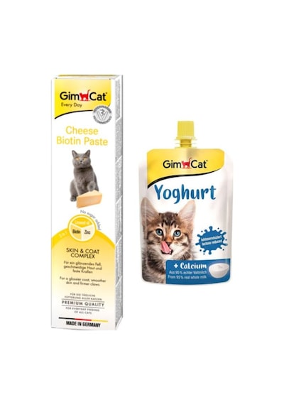Gimcat Peynirli Biotinli Kedi Macunu 50 G + Gimcat Yoghurt Kalsiyumlu Kedi Pudingi 150 G