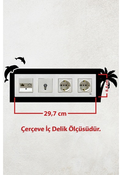 Yunus Balığı Tasarım 4lü Priz Çerçevesi İç Ölçü 29,7x8,4 Cm Dörtlü Çerçeve