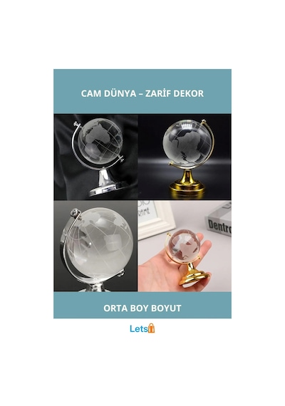 Kristal Cam Dünya Orta Boy 6x4 Cm Dekoratif Aksesuar Diğer