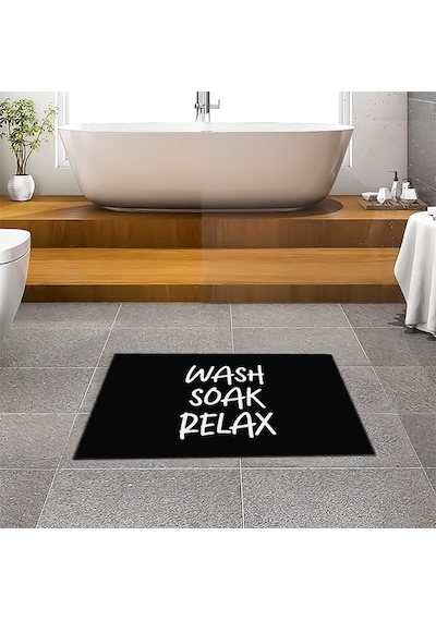 Evaşk Banyo Paspası İpeksi Kadifemsi Halı Yüzey Kaymaz Taban 60x90 BM03660S Siyah