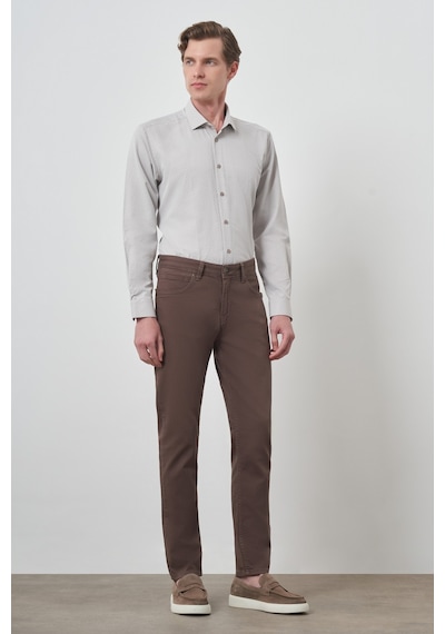 Morven Erkek Kahve Pamuk 5 Cep Slim Fit Jean Kot Pantolon 25ms003036400 Kahve