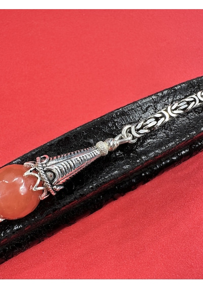 925 Ayar Gümüş El Yapımı Anahtarlık Doğal Pembe Kuvars Taşlı