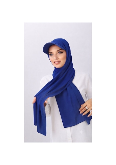 ALDAIYR Şapkalı Boneli Hazır Şal Hijab Sandy Mavi