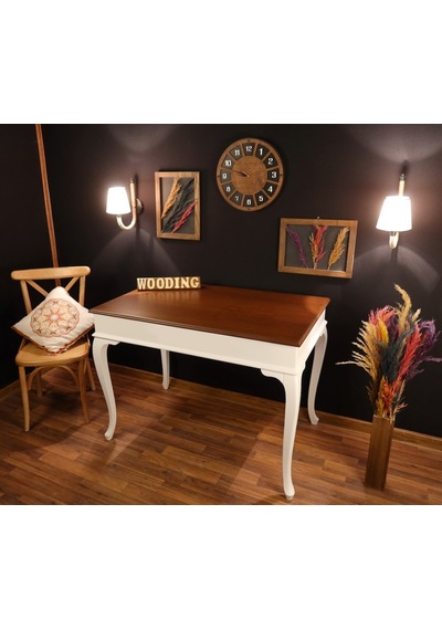 Wooding-Mobilya Wooding 120 Cm Masif Beyaz Ceviz Yemek Masası
