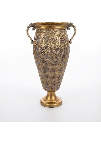 Metal Dekoratif Antik Gold Vazo 63 X 27 Cm Antika Altın