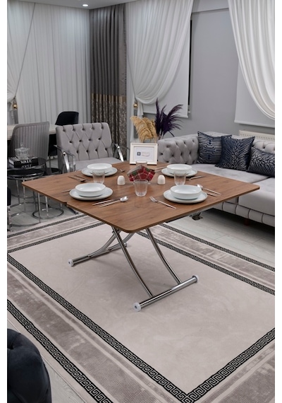 Juppo Üst Tabla Mdf Ceviz Oval Köşe Alt Krom İçe K