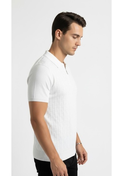 Plus Scorpion Erkek Polo Yaka Fermuarlı Triko Tişört Dokulu Slim Fit Beyaz Plus Scorpion Erkek Polo Yaka Fermuarlı Triko Tişört Dokulu Slim Fit Beyaz
