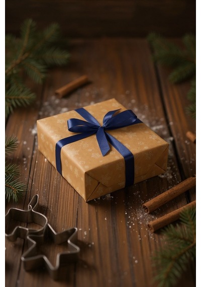 Kraft Hediye Paketleme Kağıdı, Kar Tanesi Desenli Ambalaj & Paket Kağıdı, 70x100 Cm - 10'lu Paket