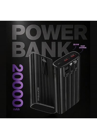 Hy-420 20.000 Mah Powerbank 22.5w Type-c + Lightning + Usb Çıkı Siyah