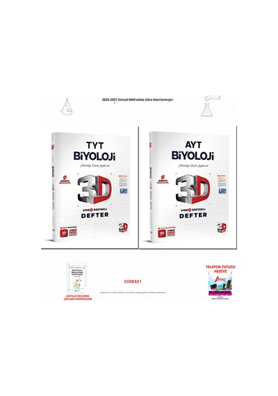3d Yayınları Tyt Ayt Biyoloji Video Defter 2 Kitap Seti