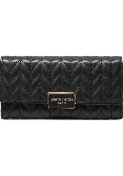 Pierre Cardin Kadın Cüzdan Siyah Deri, Şık Tasarım, Geniş Kart Bölmeli, Çok Gözlü 06pc24k2007 Siyah