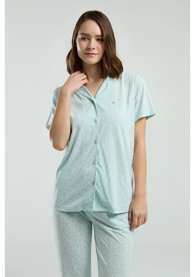 Pierre Cardin Kadın Yeşil Gömlek Pijama Pc8990-s-v1 Yeşil