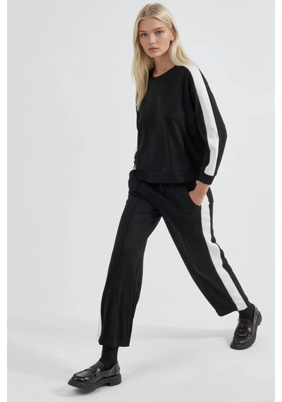 Hiccup Modal Dokulu Regular Fit Sweatshirt & Pantolon Takımı Berşan Collection Siyah